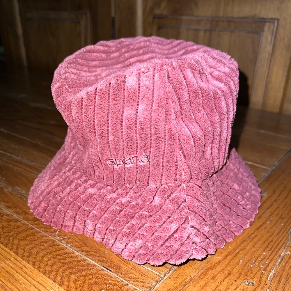 Apana Plush Burgundy Corduroy Bucket Hat! One Size.